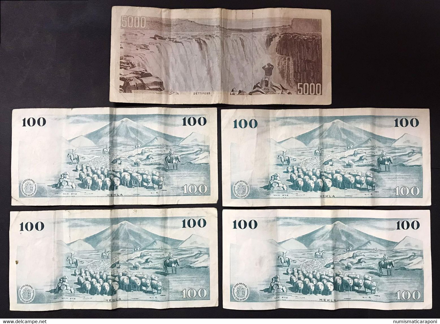 ISLANDA Iceland 5000 Kronur +  4 X 100 KRONUR 1961  LOTTO 4201 - Iceland