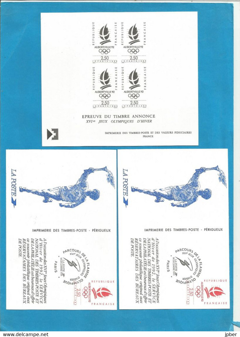 France - Jeux Olympiques Albertville 92 - Epreuve De Luxe Et Souvenir - Timbres ** - Luxusentwürfe