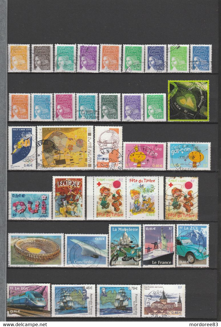 FRANCE 2002 ANNEE COMPLETE 97 TIMBRES OBLITERE - 2000-2009