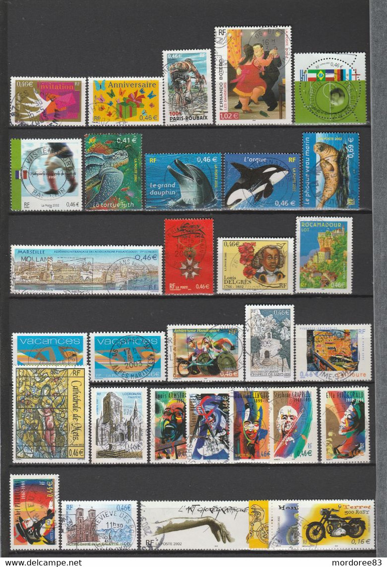 FRANCE 2002 ANNEE COMPLETE 97 TIMBRES OBLITERE - 2000-2009