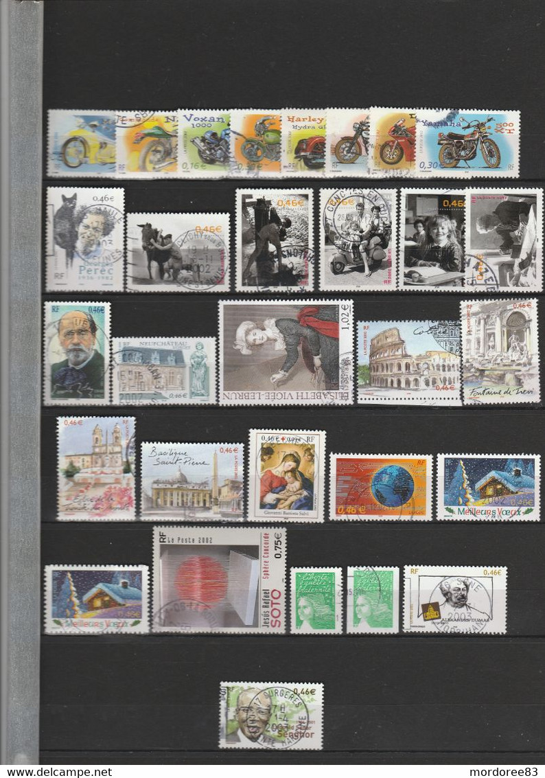 FRANCE 2002 ANNEE COMPLETE 97 TIMBRES OBLITERE - 2000-2009