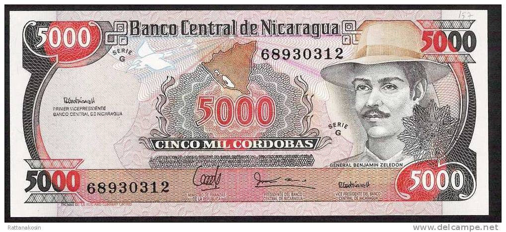 NICARAGUA P157   5000  CORDOBAS    1988    UNC. - Nicaragua