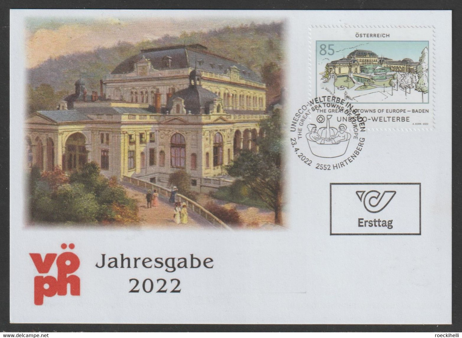 2022 - ÖSTERREICH - Sonderbeleg / FDC / Jahresgabe "UNESCO-Welterbe, Baden / Hirtenberg" - S.Scans (unesco, Hirtenbg) - Covers & Documents