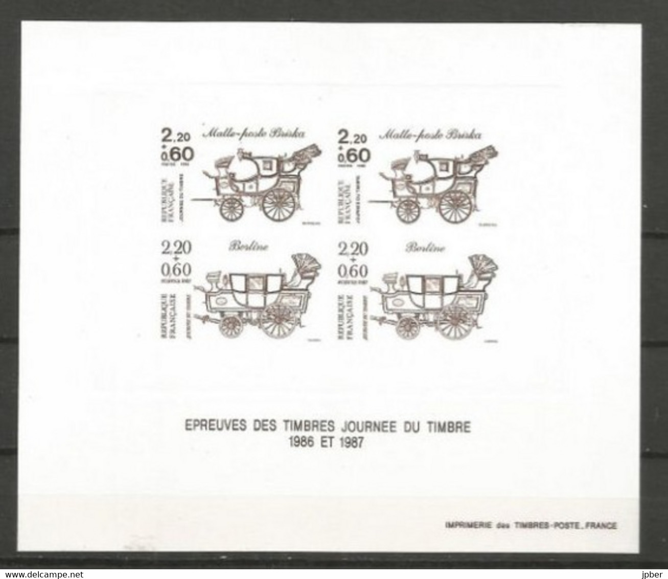 France - Epreuve De Luxe - Malle-Poste Briska Et Berline - Timbres 2410 Et 11, 2468 Et 2469 - Epreuves De Luxe