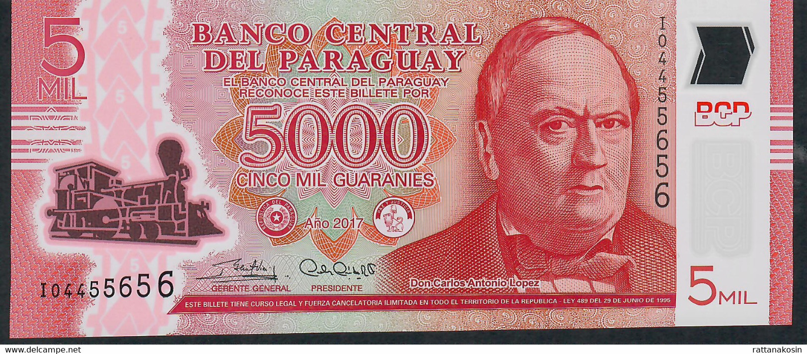 PARAGUAY P234c 5000 GUARANIES 2017 Issued 2018 Prefix I Polymer UNC - Paraguay