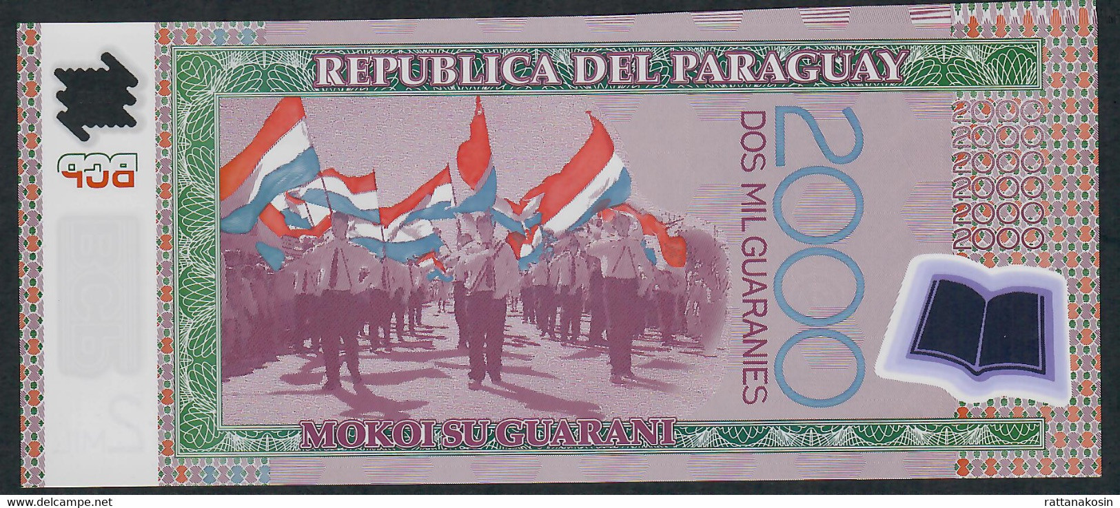 PARAGUAY P228d 2000 Guaranies 2017 Issued 2018 Prefix D Polymer UNC - Paraguay