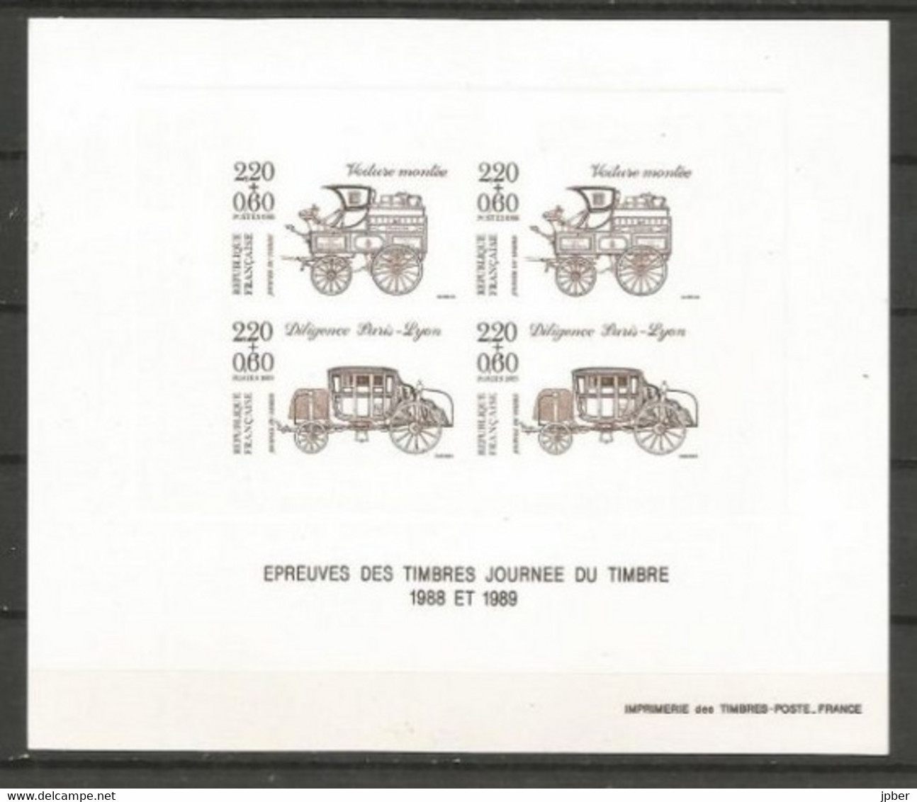 France - Epreuve De Luxe - Voiture Montée Et Diligence Paris-Lyon - Timbres N°2525 Et 2526, 2577 Et 2578 - Luxusentwürfe