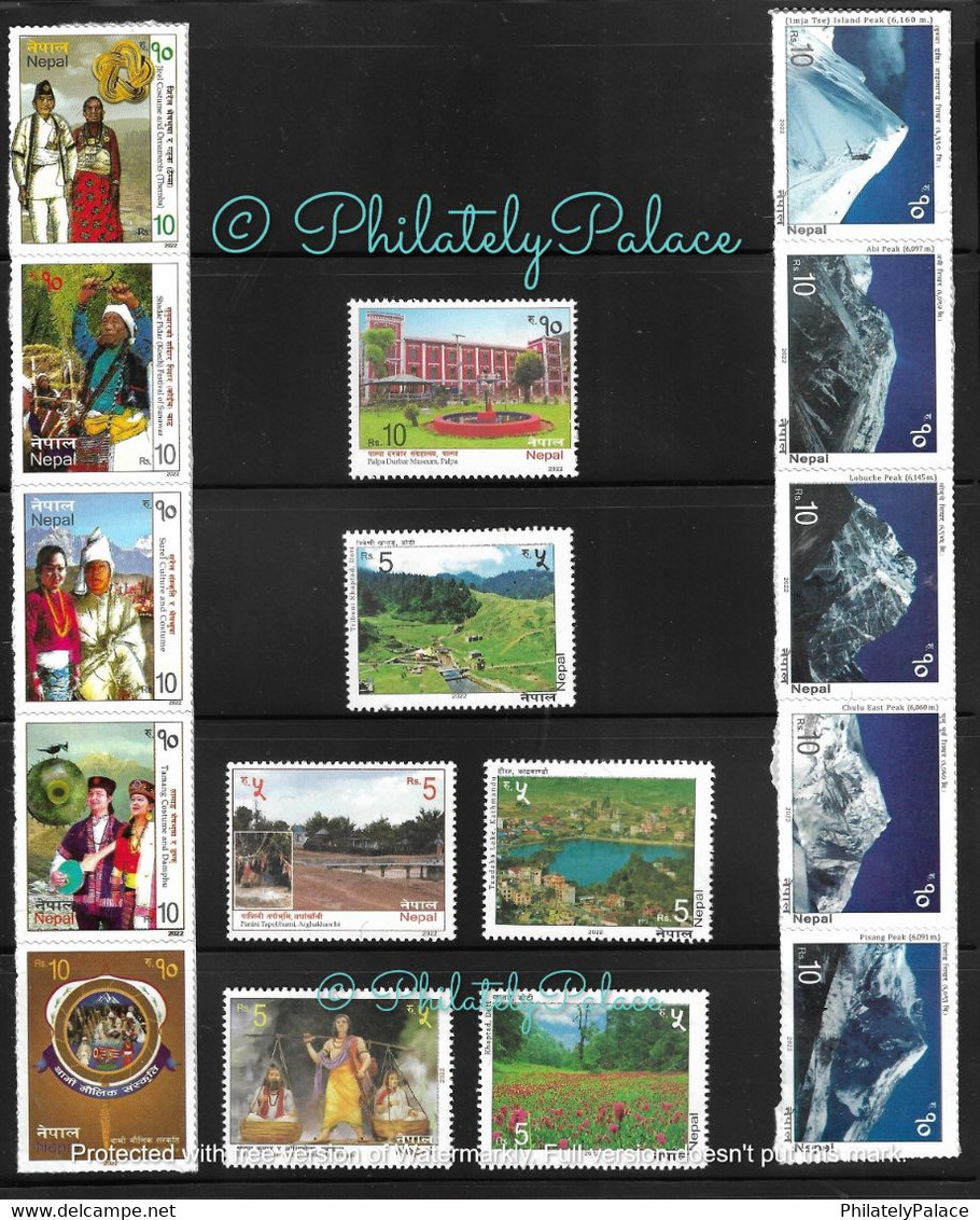 NEPAL 2022 – Full Year Pack 38 Stamps Complete Set MNH - Flower,Mountains,Architecture,Medicinal Plant,COVID-19(**) RARE - Népal