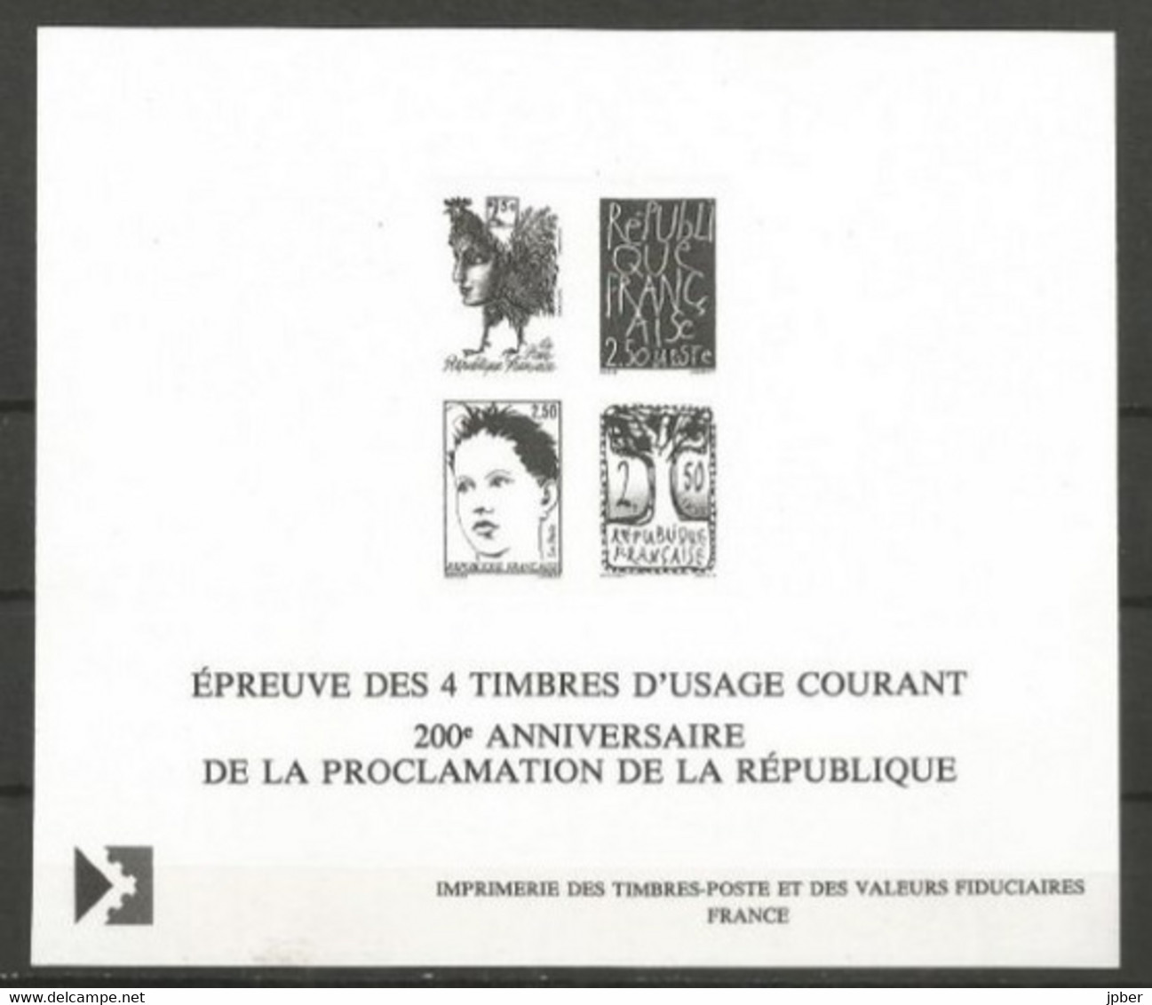 France - Epreuve Papier Cartonné - Aleschinsky, Raysse, Blais, Garrouste,  Proclamation République - N°2772à5 - Pruebas De Lujo