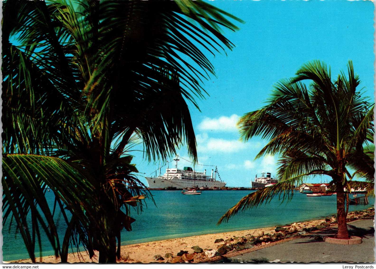 #1957 - Oranjestad Harbour, Ship, Aruba - Aruba