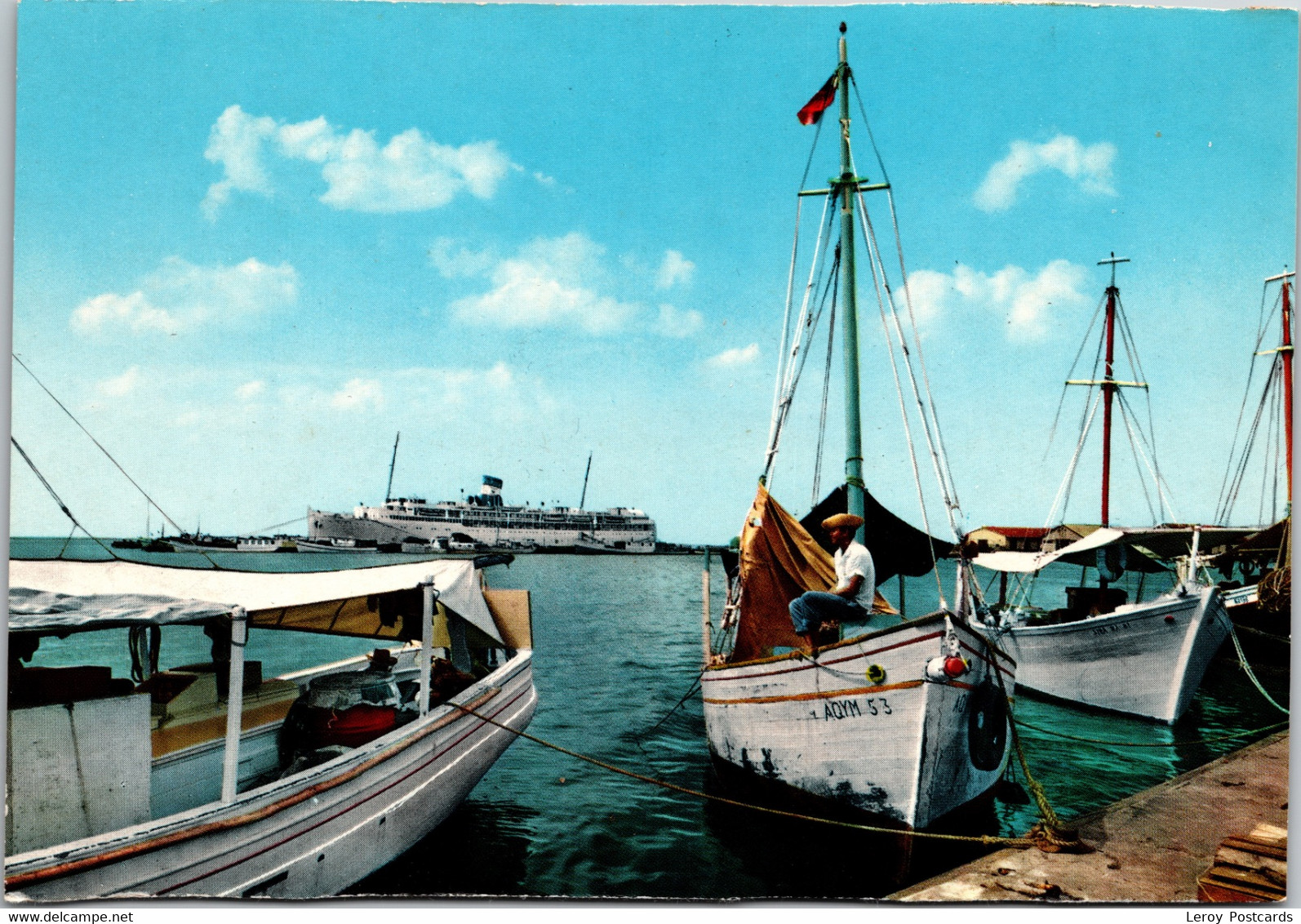 #1959 - Sea View With Passenger Liner, Boats, Aruba - Aruba