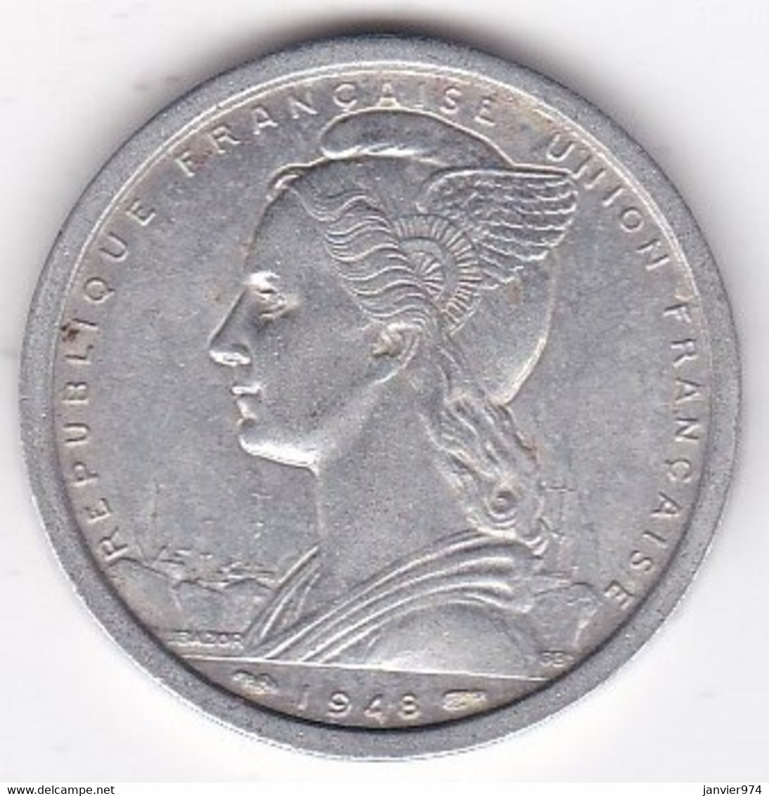 A. E. F. Union Française 2 Francs 1948 , En Aluminium, Lec# 19 - Französisch-Äquatorialafrika