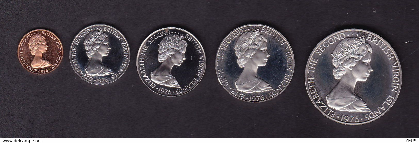 THE BRITISH VIRGIN ISLANDS SERIE 5 MONETE PROOF 1 + 5 + 10 + 25 + 50 CENT 1976 - Iles Vièrges Britanniques
