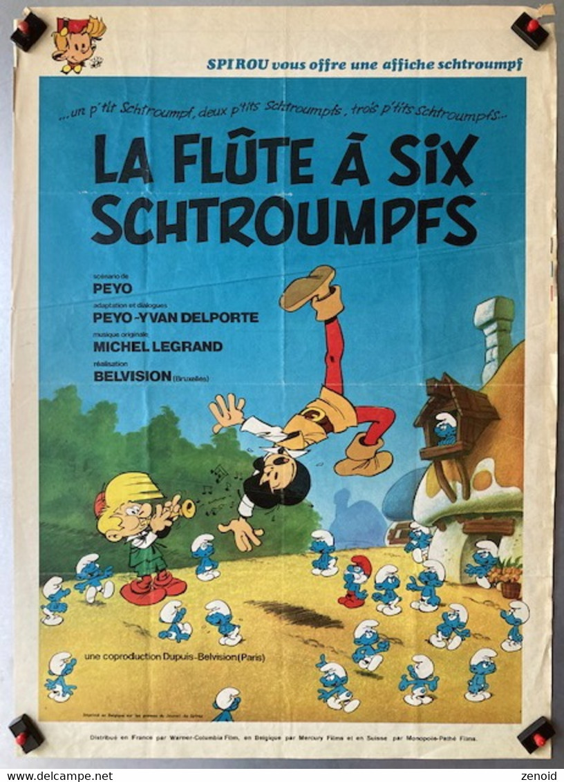 Affiche Du Film "La Flute à Six Schtroumpfs" De Peyo - Sup. Spirou 1976 - Schtroumpfs, Les - Los Pitufos