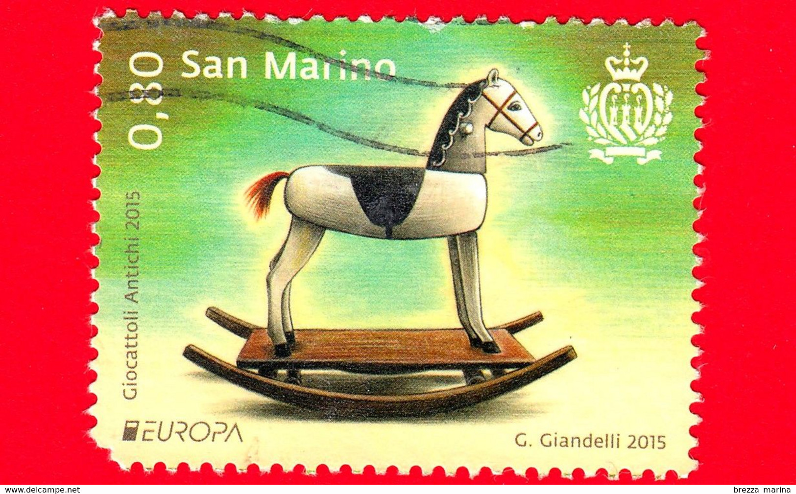 SAN MARINO - Usato - 2015 - Europa - Antichi Giocattoli - Cavallo A Dondolo  - 0.80 - Vedi ... - Used Stamps