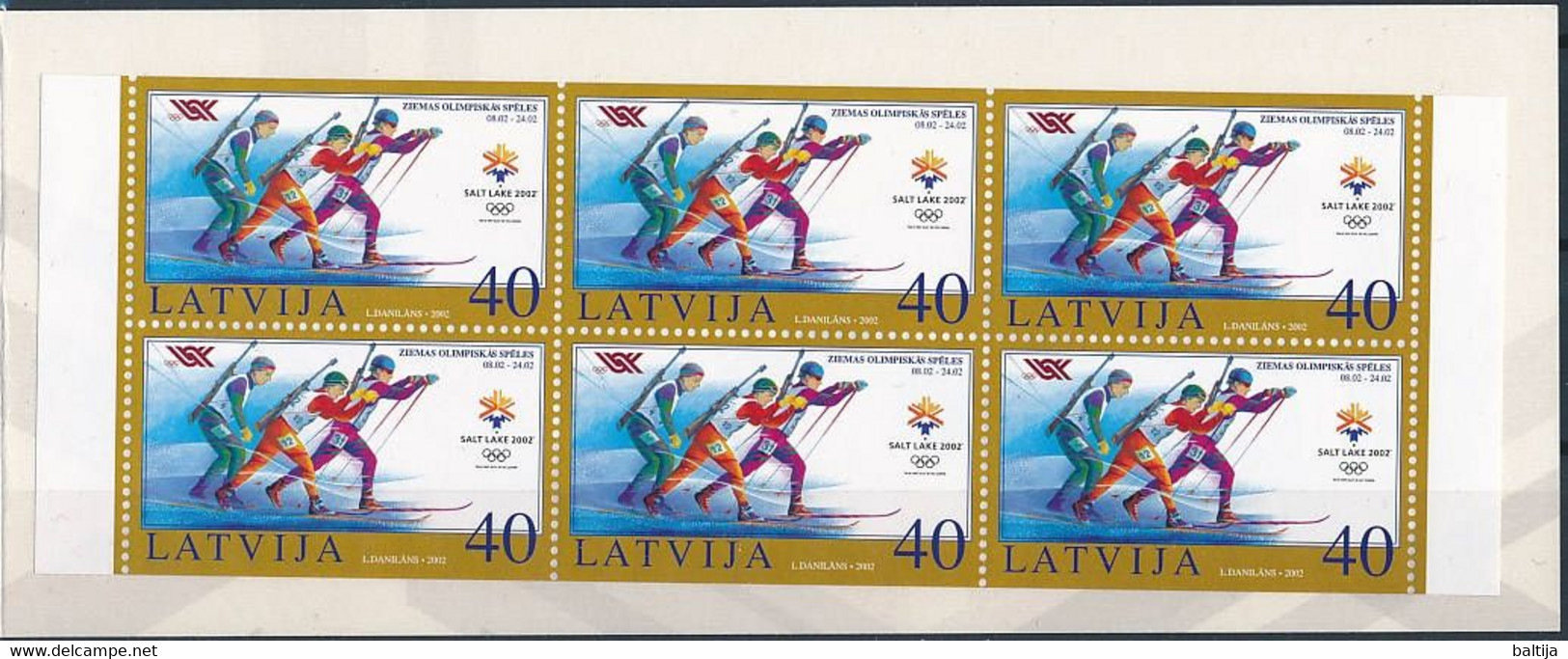 Latvia, Mi 565 ** MNH, Markenheft, Booklet / Winter Olympics, Salt Lake City, Biathlon - Winter 2002: Salt Lake City