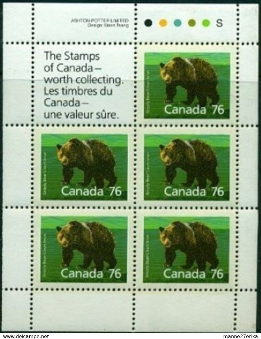 -Canada-1989-"Grizzly Bear Pane" MNH (**) - Pagine Del Libretto