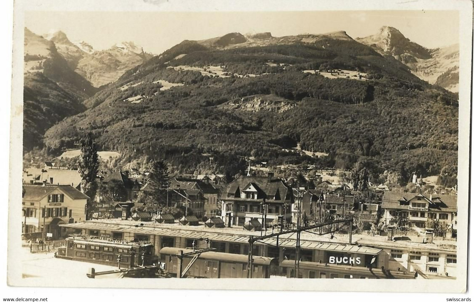 BUCHS: Bahnhof Mit Zug, Foto-AK ~1925 - Buchs