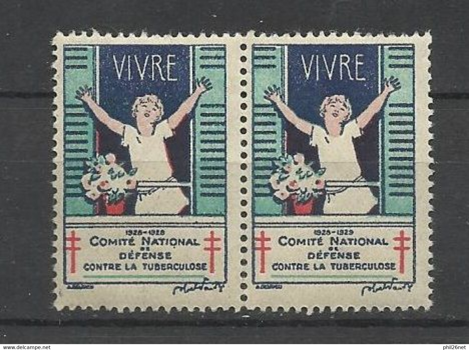 France  Vignette Antituberculeux 1928  "Vivre "  Paire  Neufs * * B/TB   Voir Scans Soldes ! ! ! - Antituberculeux