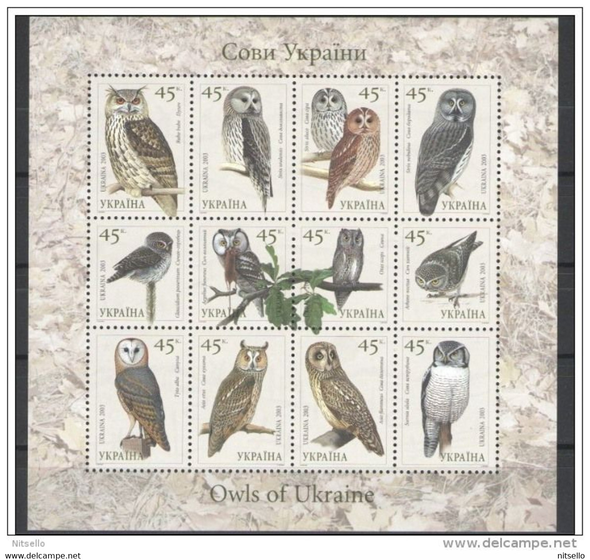 HB FAUNA  ///  (100) UCRANIA 2003 YVERT Nº: 515/526 **MNH  CATALOG 2012/COTE: 6€ - Gufi E Civette