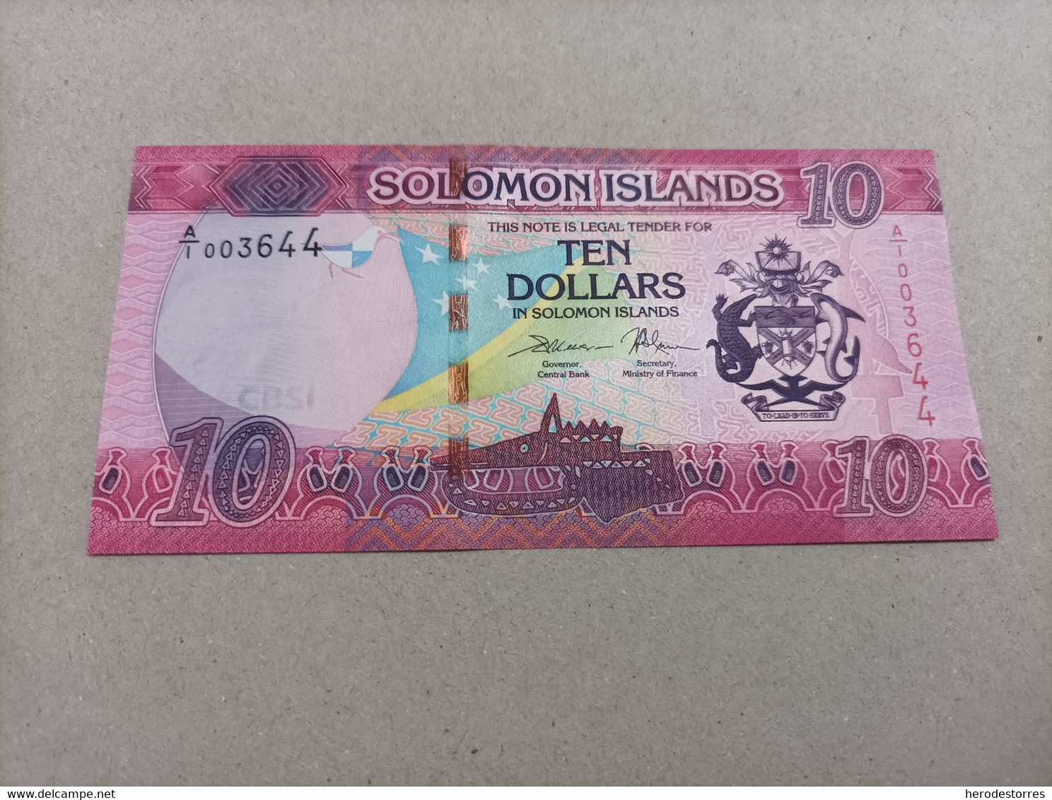 Billete De Las Islas Salomon De 10 Dólares, Serie Y Nº Bajisimo A003644, Año 2017, UNC - Salomonseilanden