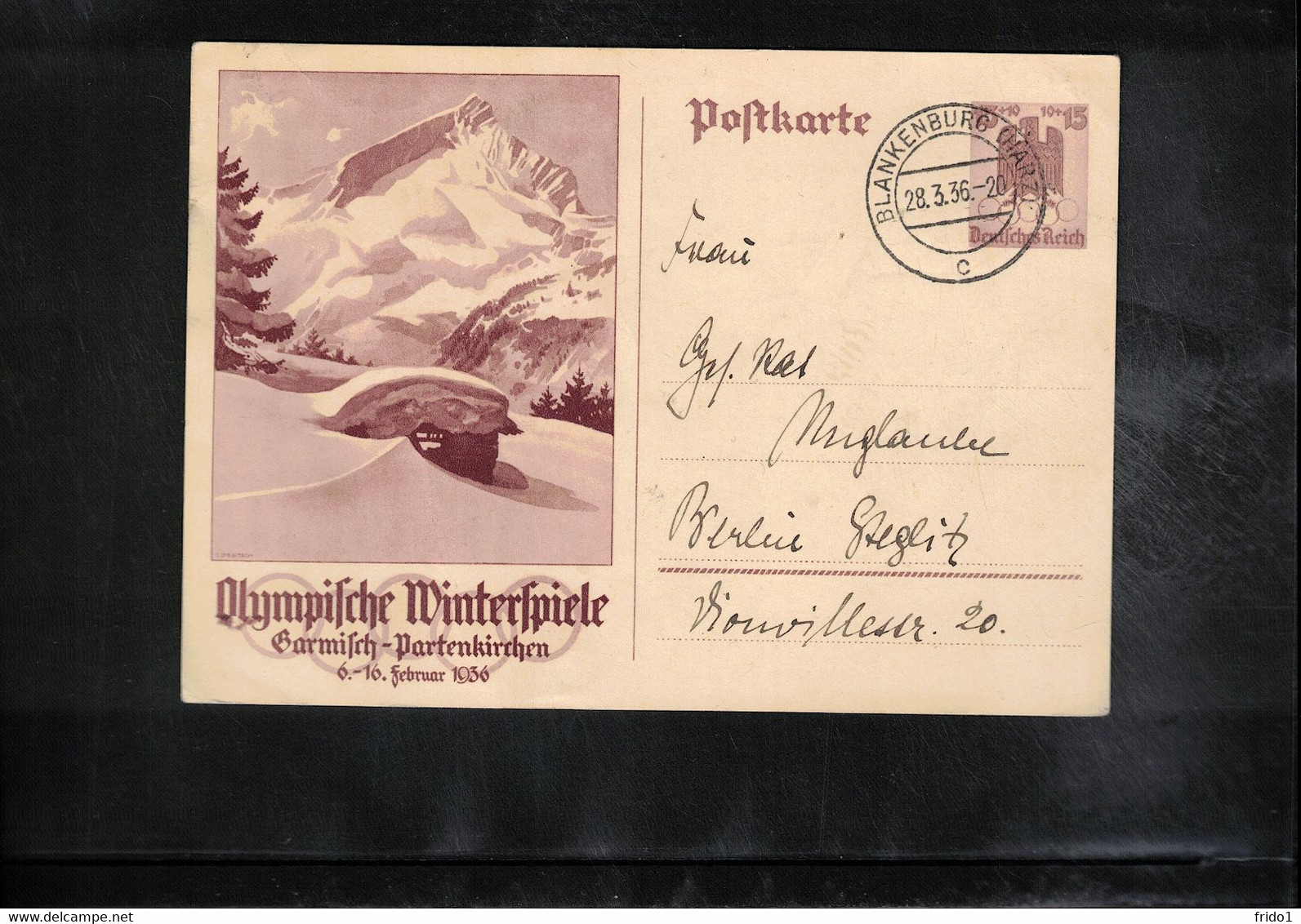 Germany / Deutschland 1936 Olympic Games Garmisch-Partenkirchen Interesting Postcard - Hiver 1936: Garmisch-Partenkirchen