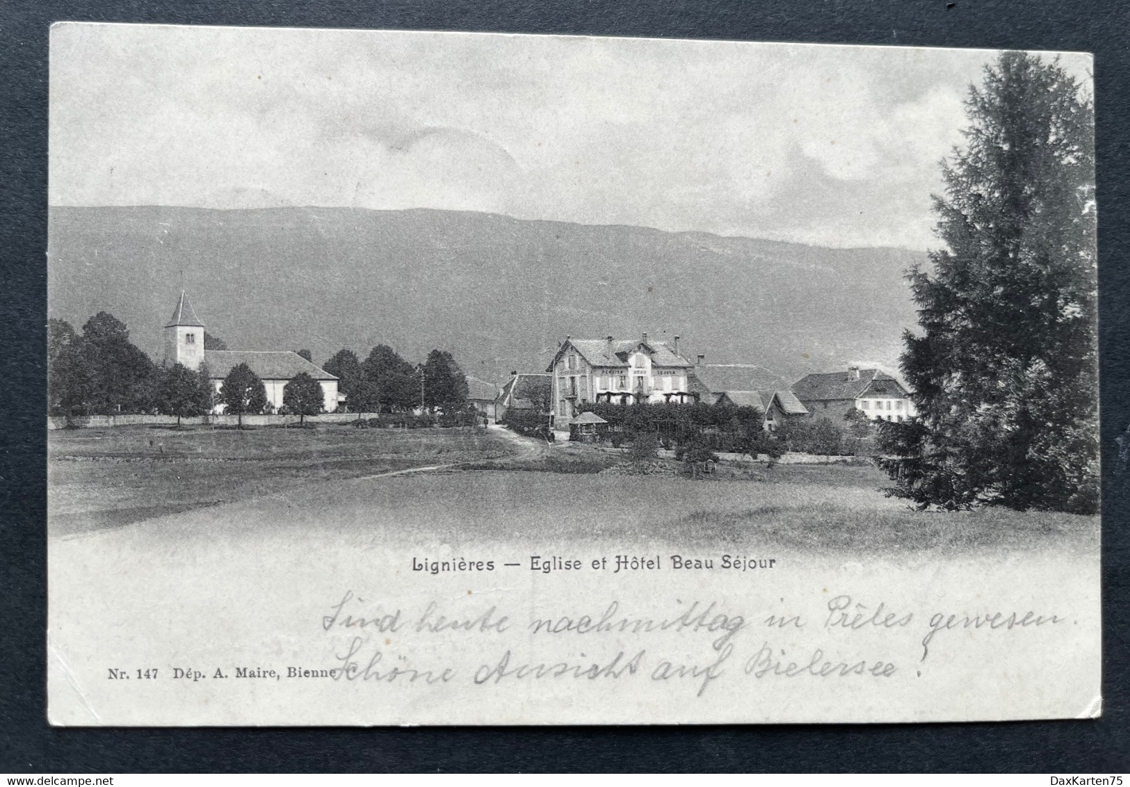 Lignières - Eglise Et Hotel Beau Séjour - Lignières