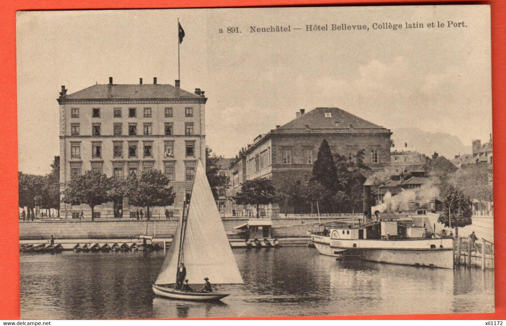 ZUI-11  Neuchâtel Hôtel BEllevue, Collège Latin Et Le Port.  Carte Bous A 891.  NC - Neuchâtel