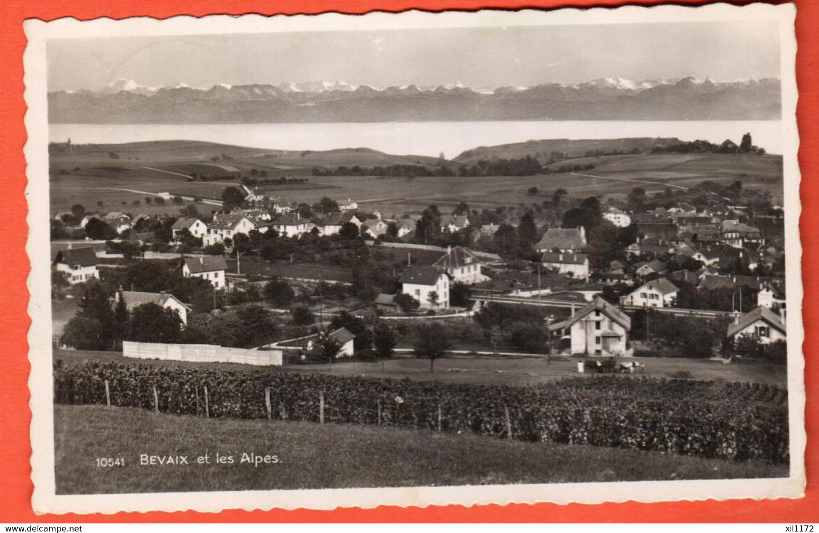 ZUI-13  Bevaix Et Les Alpes Circulé En 1943, Timbre Manque Perrochet-Phototypie 10541 - Bevaix