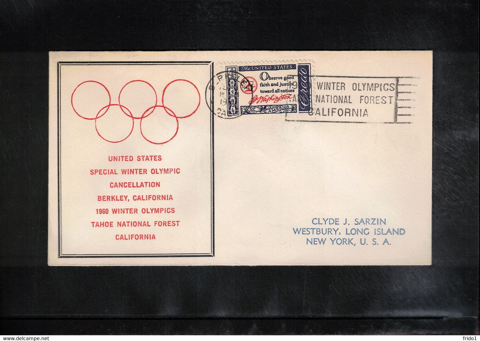 USA 1960 Olympic Games Squaw Valley Interesting Letter - Invierno 1960: Squaw Valley