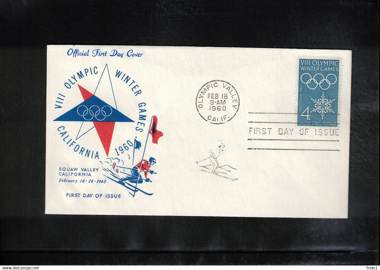 USA 1960 Olympic Games Squaw Valley FDC - Invierno 1960: Squaw Valley