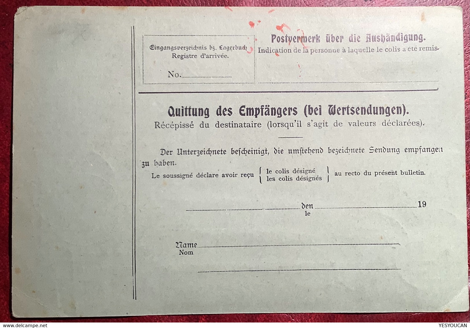 STEINACH THÜRINGEN 1913 Mi 95A I+90 Paketkarte Gebr Bendit>Nyon VD Schweiz (Brief Sachsen-Meiningen Basel Germania - Cartas & Documentos