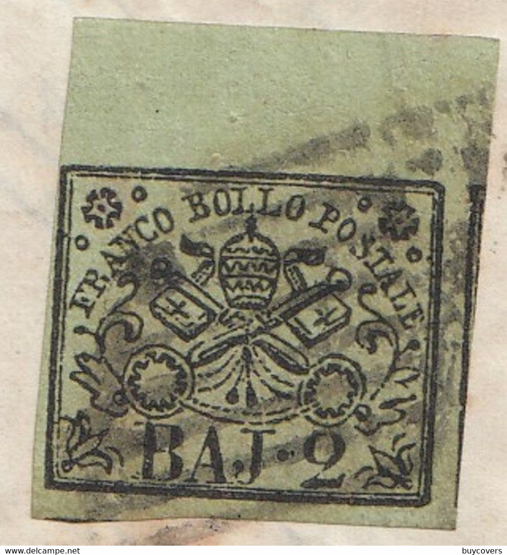 1710 - PONTIFICIO - Lettera Con Testo Da Imola A Bologna Del 30 Aprile 1856 Con 2 Baj Verde Giallastro - Papal States