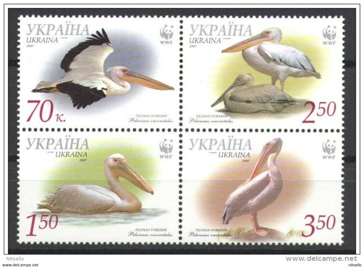 LOTE 1233  ///  (C075)   UCRANIA 2007   YVERT Nº: 822/825 **MNH   //  CATALOG. 2012/COTE: 6€ - Pelikanen