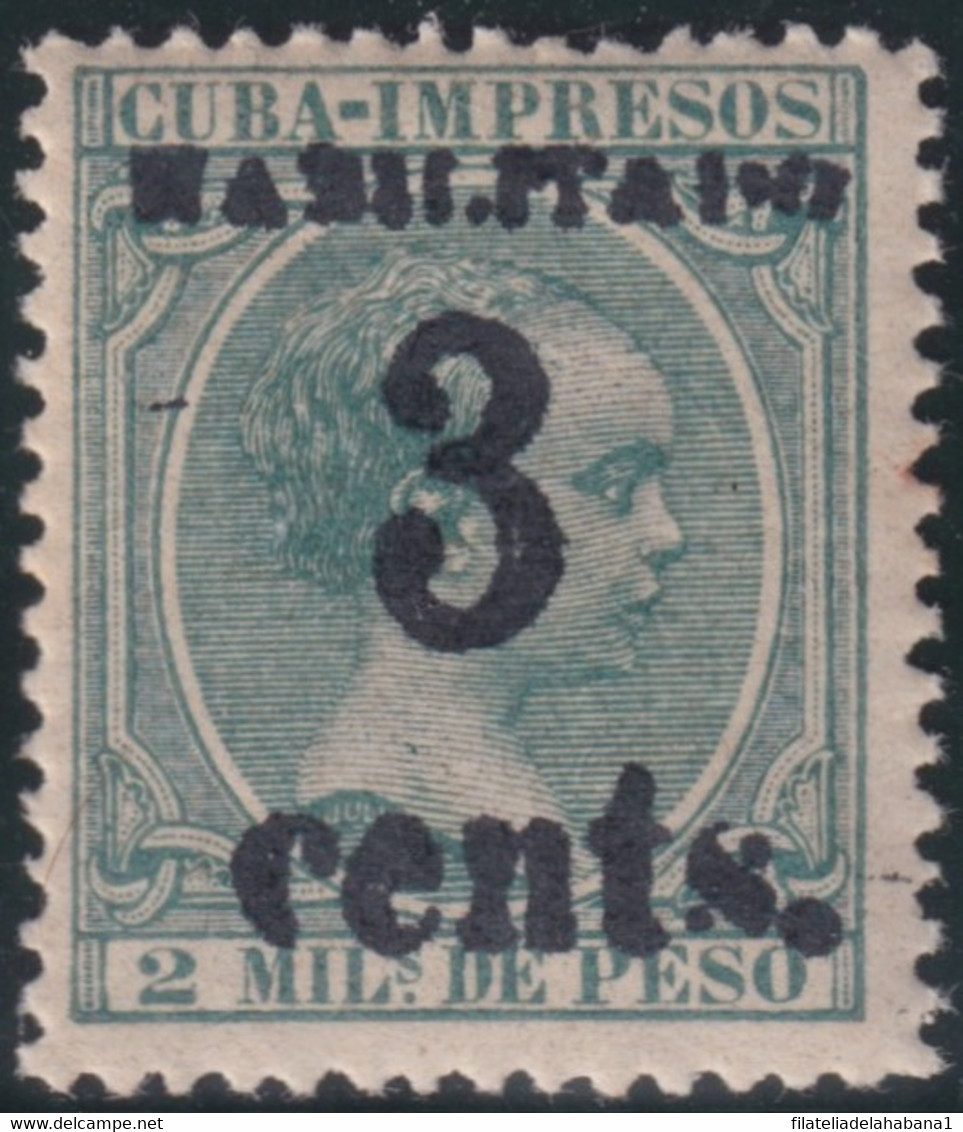 1899-646 CUBA USA OCCUPATION 1899 PUERTO PRINCIPE. 5ª ISSUE. 3c S. 2ml. SMALL NUMBER. FORGUERY. - Andere & Zonder Classificatie