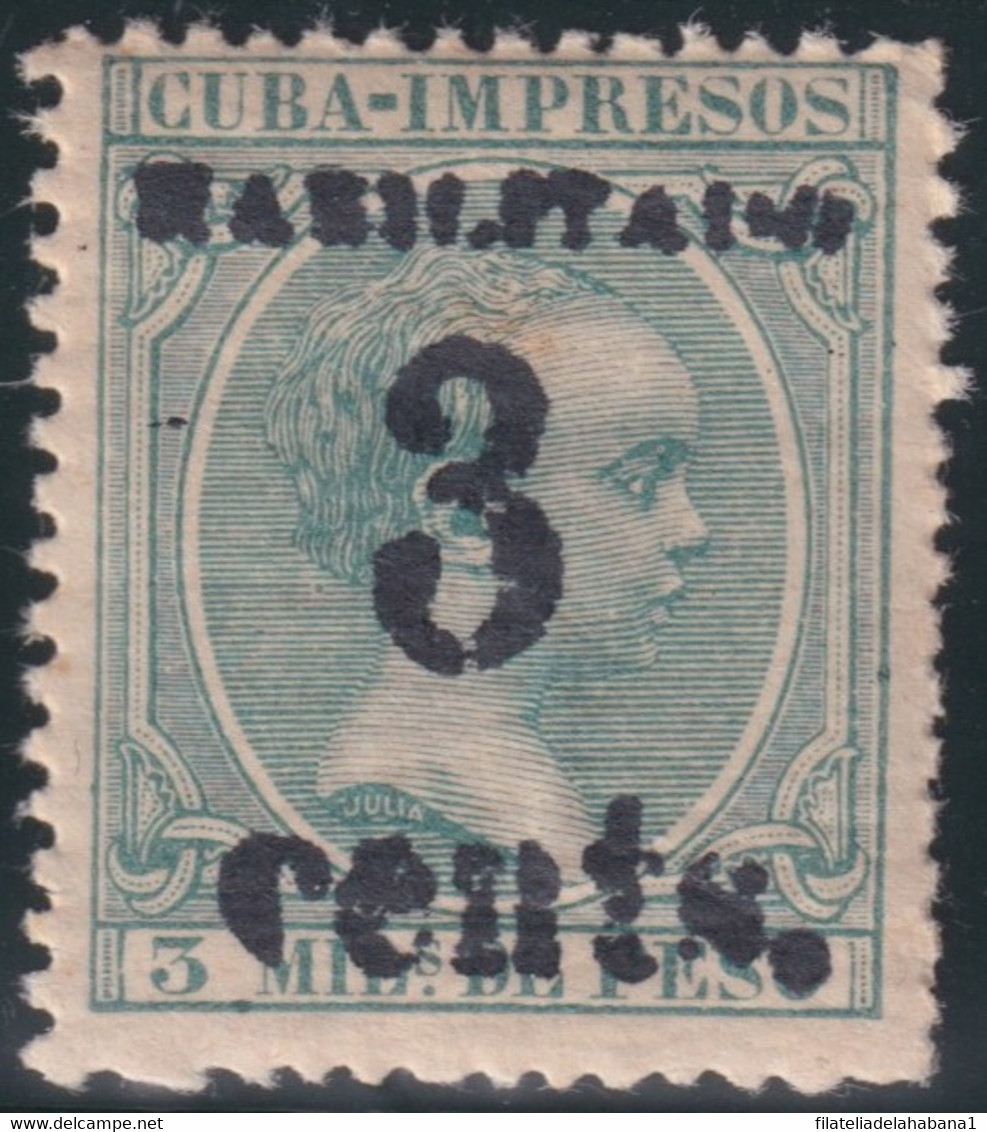 1899-648 CUBA USA OCCUPATION 1899 PUERTO PRINCIPE. 5ª ISSUE. 3c S. 2ml. SMALL NUMBER. FORGUERY. - Andere & Zonder Classificatie