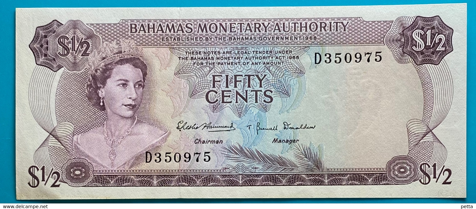 Billet De 1/2$ Des Bahamas De 1965 / Vendu En L’état - Bahama's