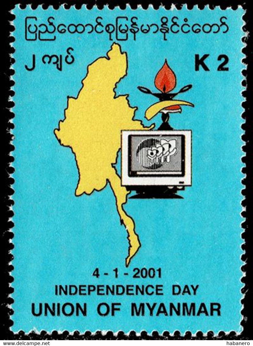 MYANMAR 2001 Mi 357 53th ANNIVERARY OF INDEPENDENCE MINT STAMP ** - Myanmar (Burma 1948-...)