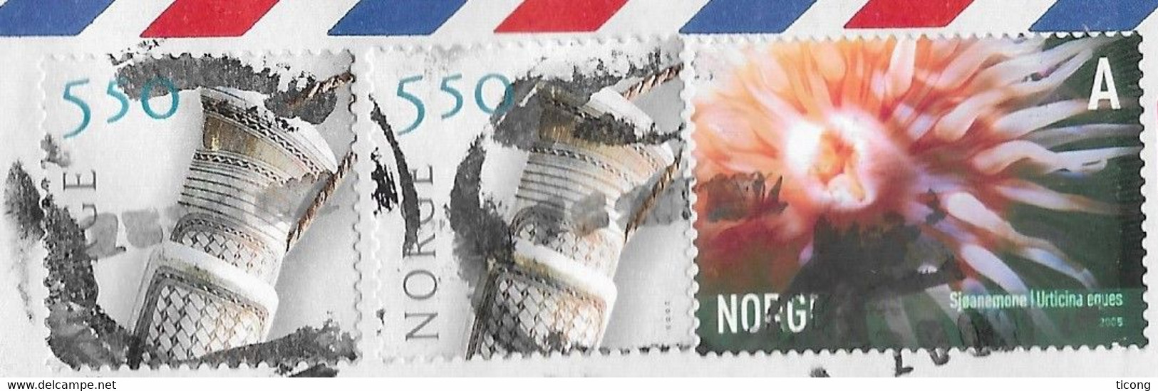 NORVEGE LETTRE DE 2022 CACHETS RONDS POUR LA FRANCE, TIMBRE ANEMONE DES MERS, METIER D ART ( 2 ) VOIR LES SCANNERS - Storia Postale