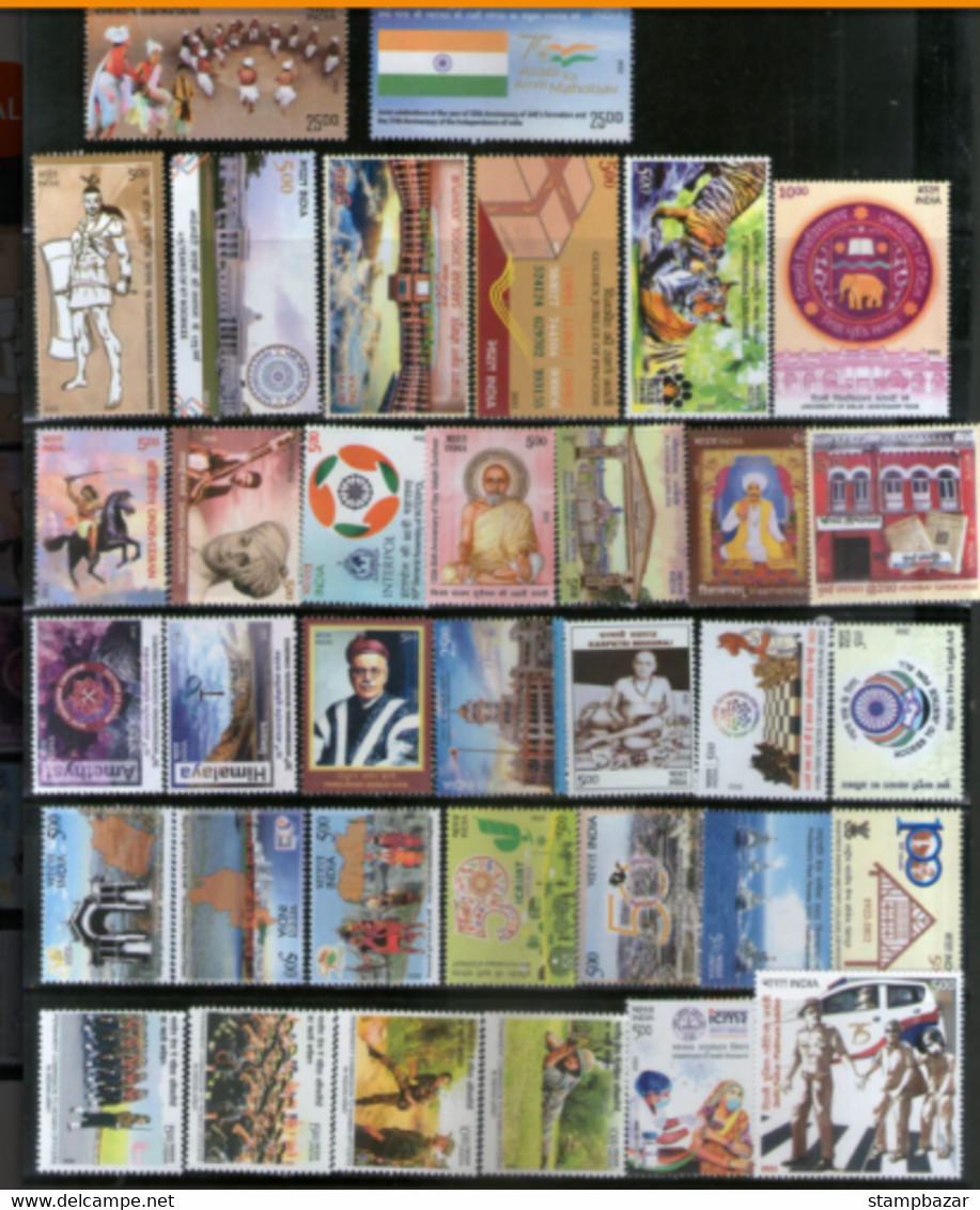 India Inde Indien 2022 Complete Full Year Pack Set 35 Stamps Assorted Themes Commemorative MNH - Años Completos