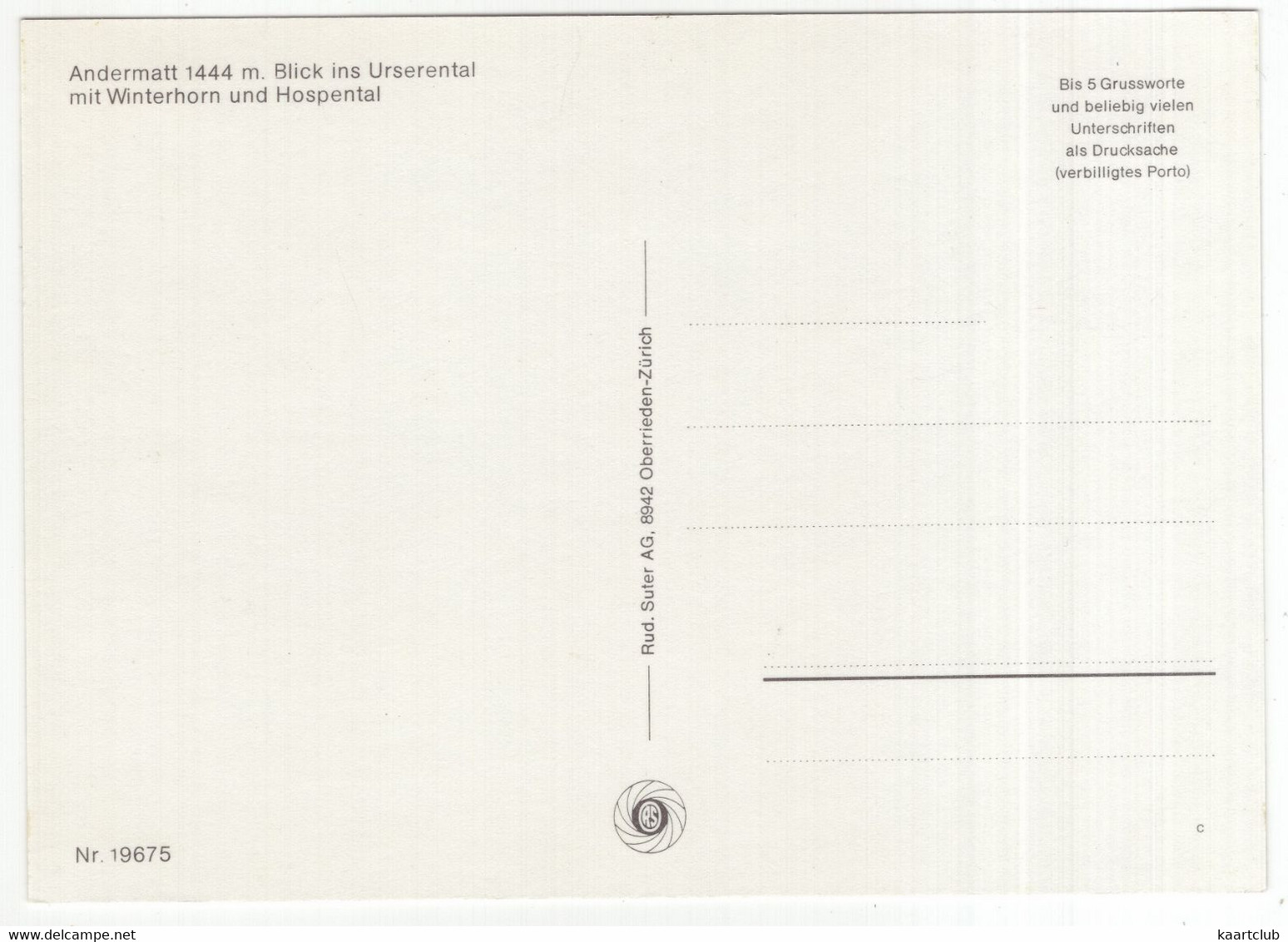 Andermatt  1444 M. - Blick Ins Urserental Mit Winterhorn Und Hospental - (Schweiz/Suisse/CH) - Hospental
