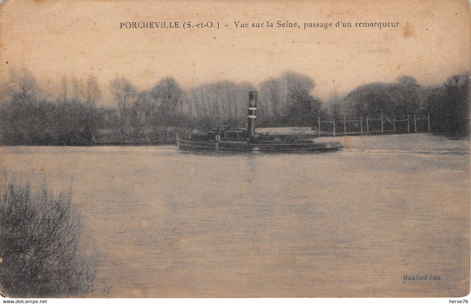 PORCHEVILLE - Vue Sur La Seine - Passage D'un Remorqueur - Porcheville