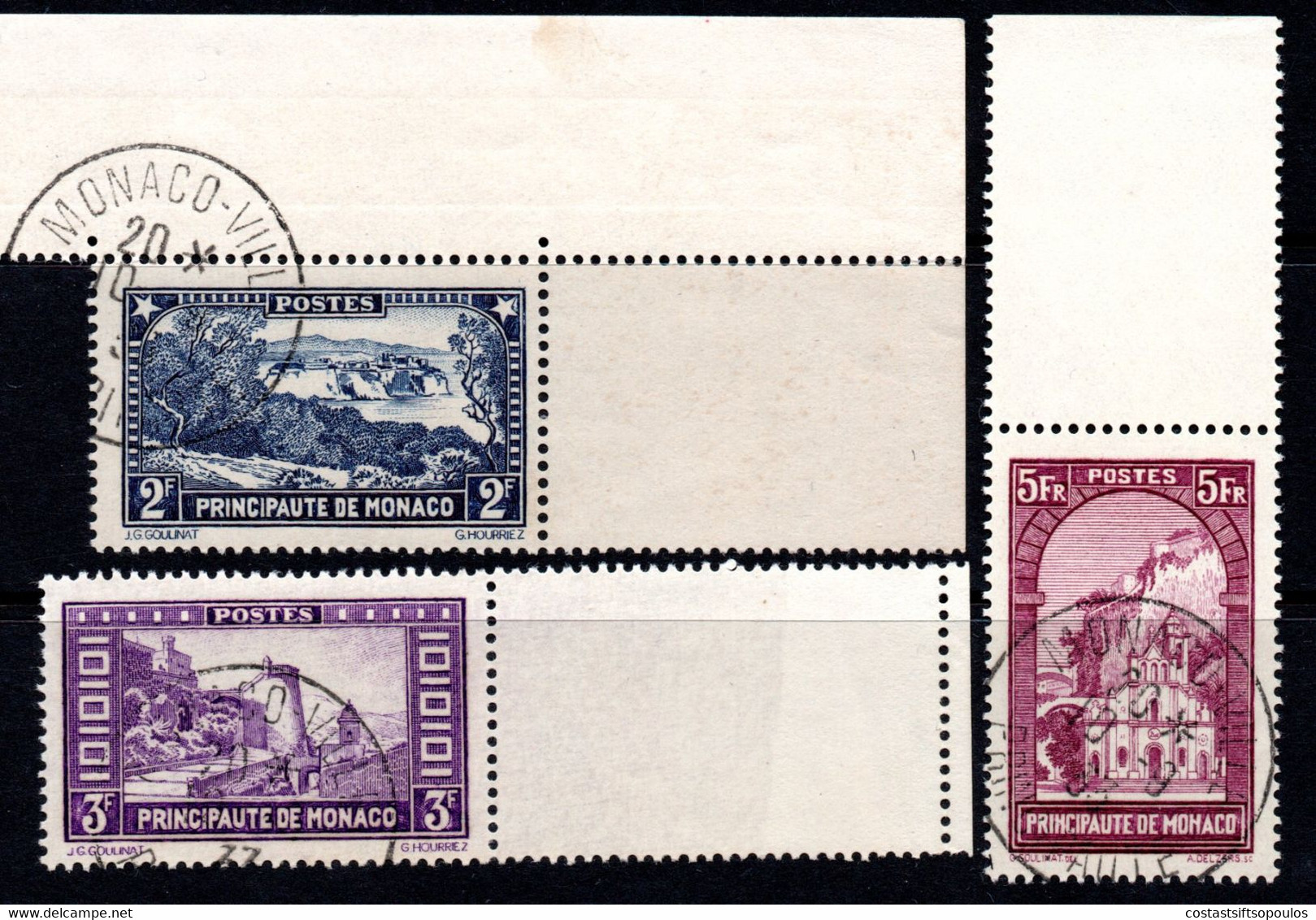 1342. MONACO 1933 LANDSCAPES 10 C.T.O. WITH GUM LOT. INCLUD Y.T. 132,133,134. - Gebraucht