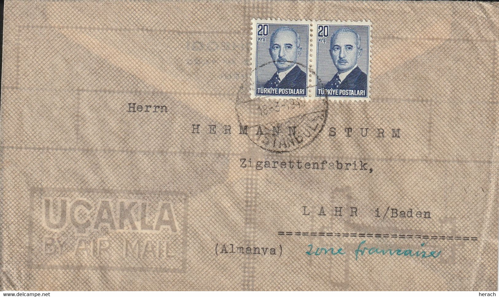 Turquie Lettre Istanbul Pour L'Allemagne 1949 - Covers & Documents