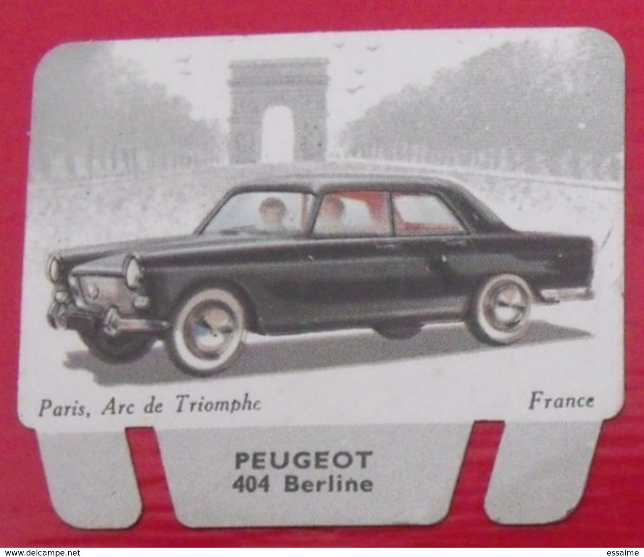Plaque Peugeot 404. N° 2. Les Grandes Marques D'automobiles. Chocolat Cafés Martel Mota. Plaquette Métal Vers 1960 - Tin Signs (vanaf 1961)