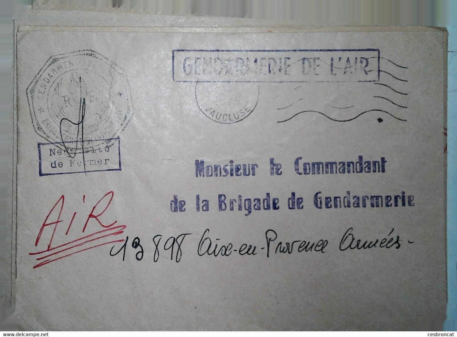 H 13  Lettre Gendarmerie De L'air  Coupure Haut Gauche - Posta Aerea Militare