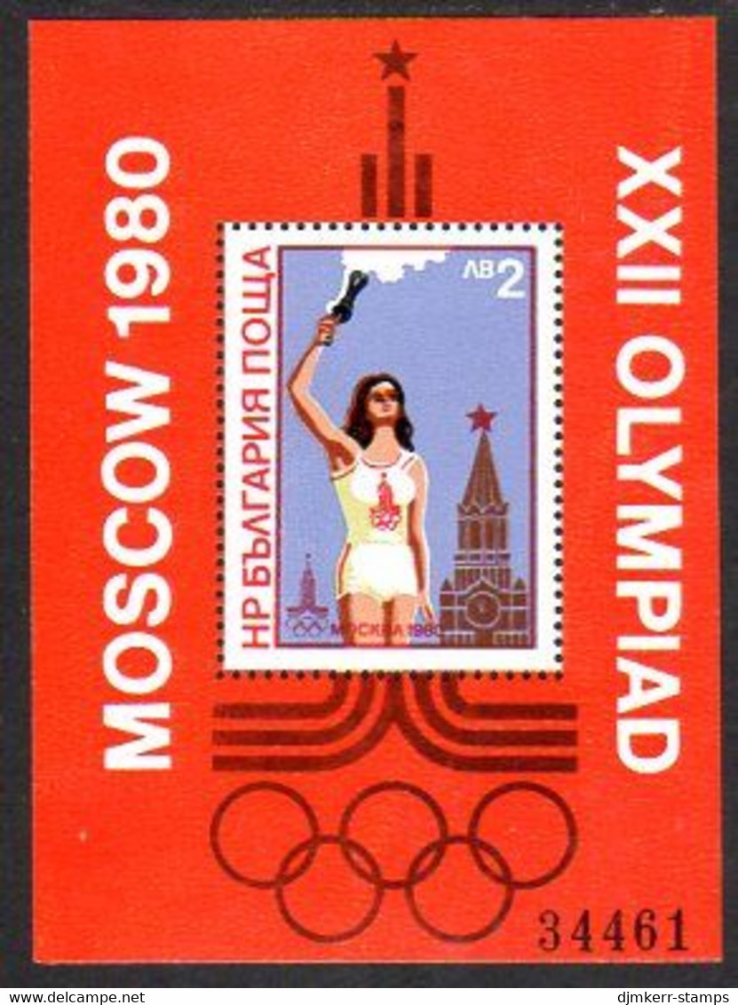 BULGARIA 1980 Olympic Games, Moscow VI Block MNH / **..  Michel Block 103 - Blokken & Velletjes