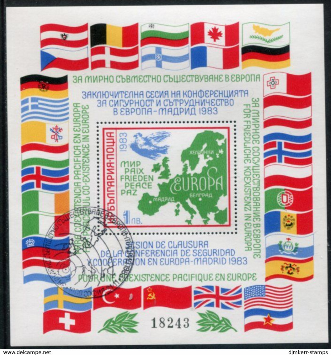 BULGARIA 1983  European Security Conference Block Used.  Michel Block 137 - Blocs-feuillets