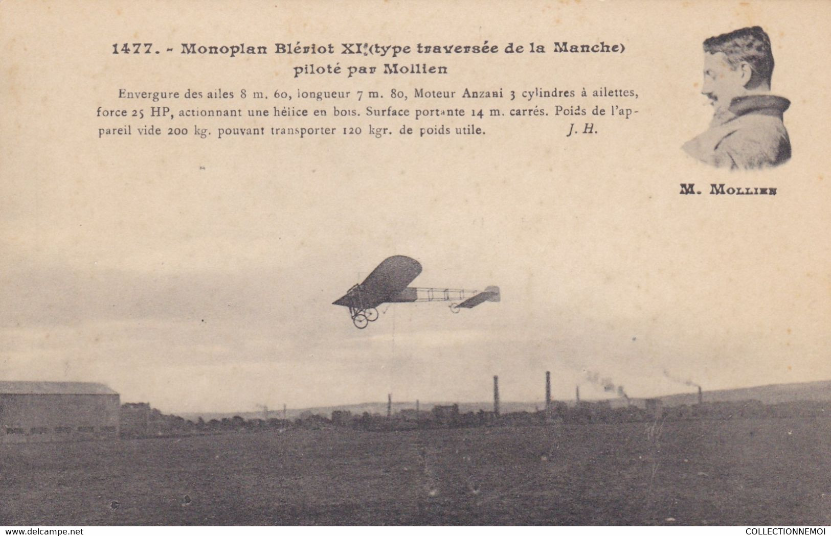 CPA   AVIATION ,,,Monoplan BLERIOT XI ,,, Type Traversée De La Manche,,,piloté Par MOLLIEN - Airmen, Fliers