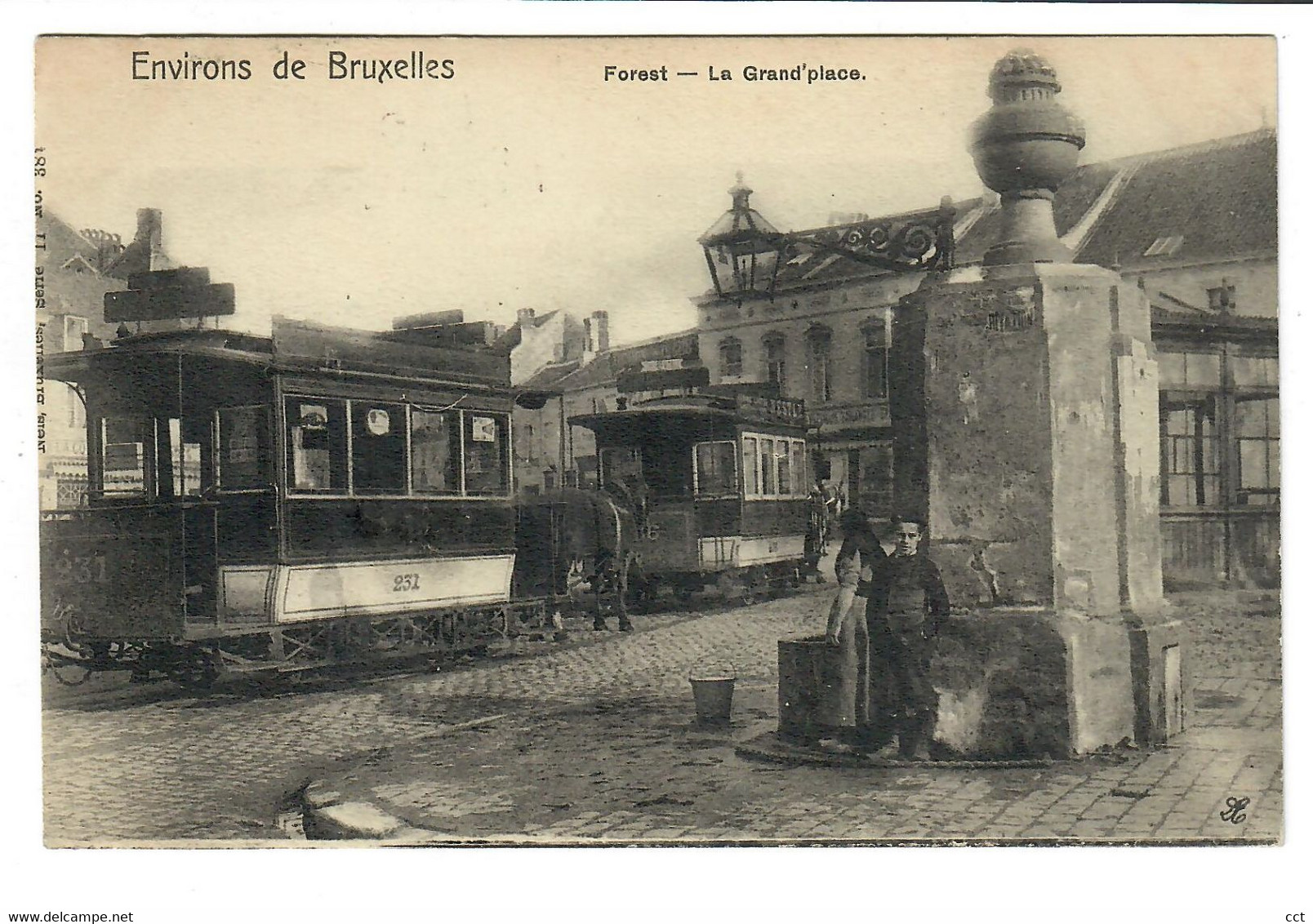 Forest  Bruxelles   La Grand'place  Edit Nels Bruxelles Serie 11 N° 381     TRAM CHEVAL  TRAM HIPPOMOBILE - Forest - Vorst